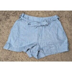 Abercrombie & Fitch Women's Paperbag  Shorts Size XS Light Blue Tie Waist Zip Up